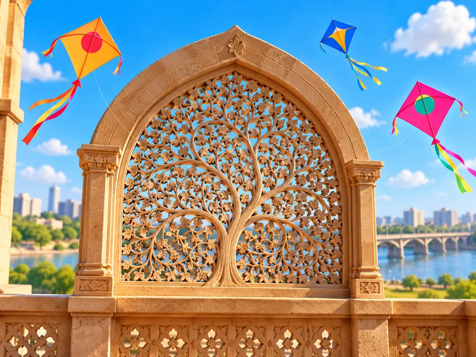 Illustration of a famous landmark in Ahmedabad